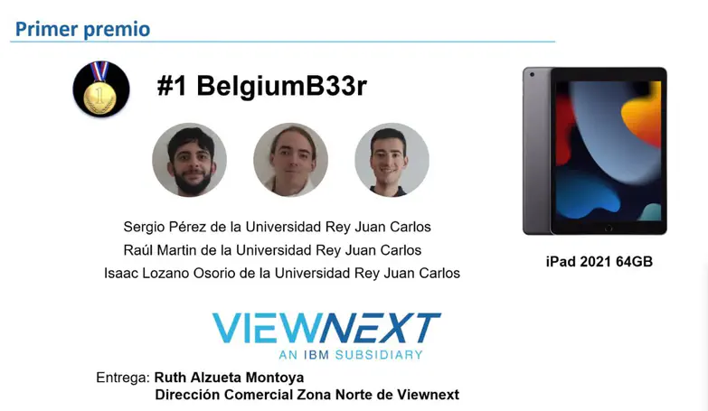 Isaac Lozano, Raúl Martín y Sergio Pérez, investigadores del grupo GRAFO ganadores del CTF de las VII Jornadas Nacionales de Investigación en Ciberseguridad.